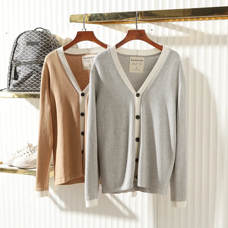 30% wool  70% cotton! Foreign trade tail goods men's autumn and winter  V-neck knitted cardigan sweater coat