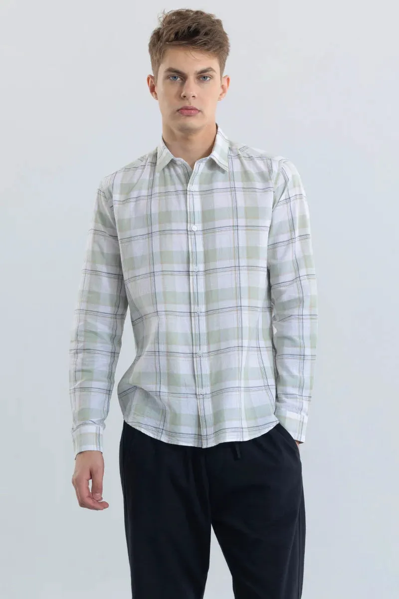 Alessia Light Green Checks Linen Blend Shirt