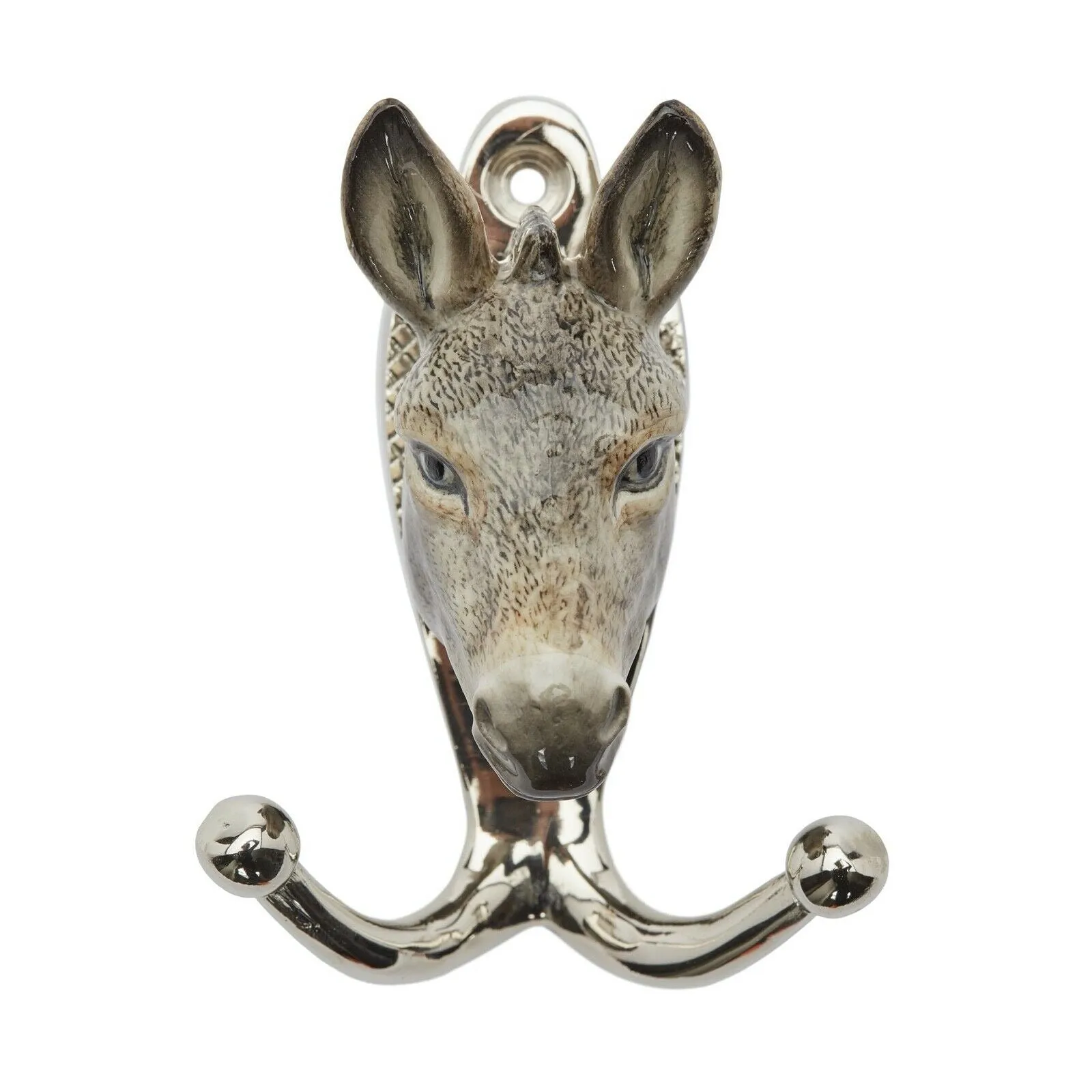 And Mary Ceramic Donkey Head with Chrome Finish Hook