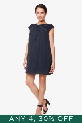 Carita Block Cap Sleeve Nursing Dress Navy Floral