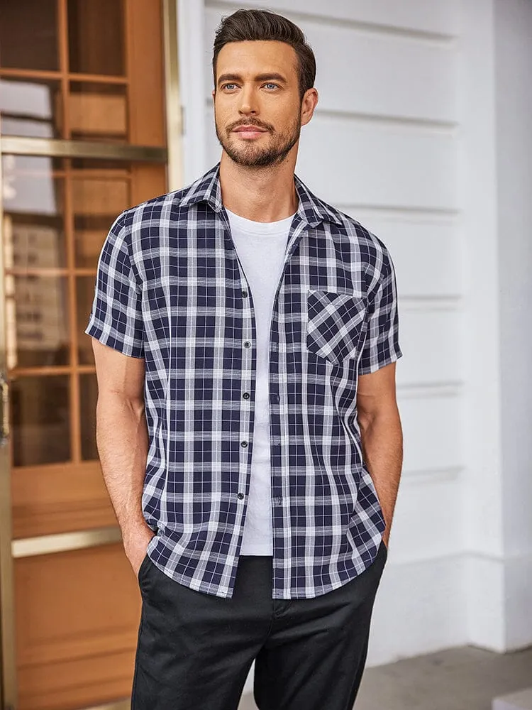 Casual Short Sleeve Plaid Shirt (US Only)