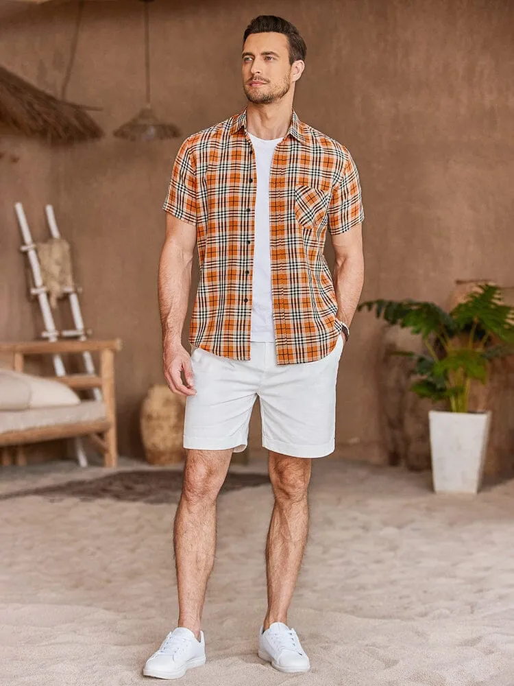 Casual Short Sleeve Plaid Shirt (US Only)