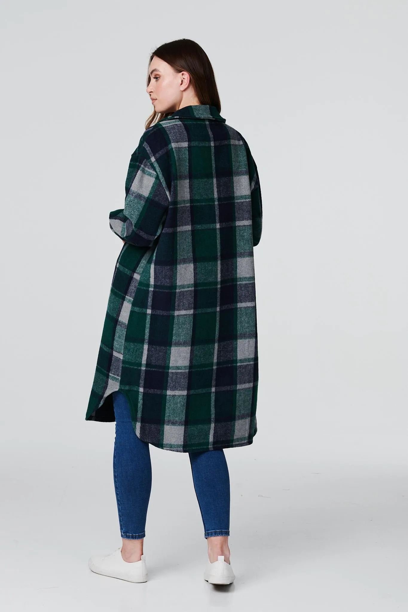 Checked Longline Shacket Coat