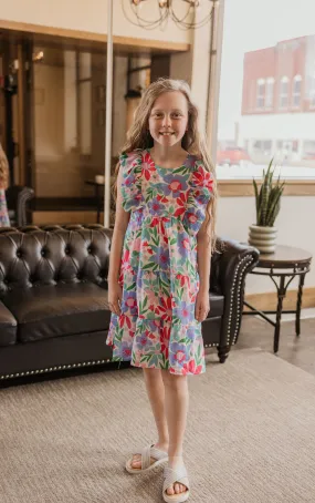 CHLOE GIRLS FLORAL RUFFLE DRESS