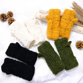 Crochet Solid Color Fleece Lined Gloves