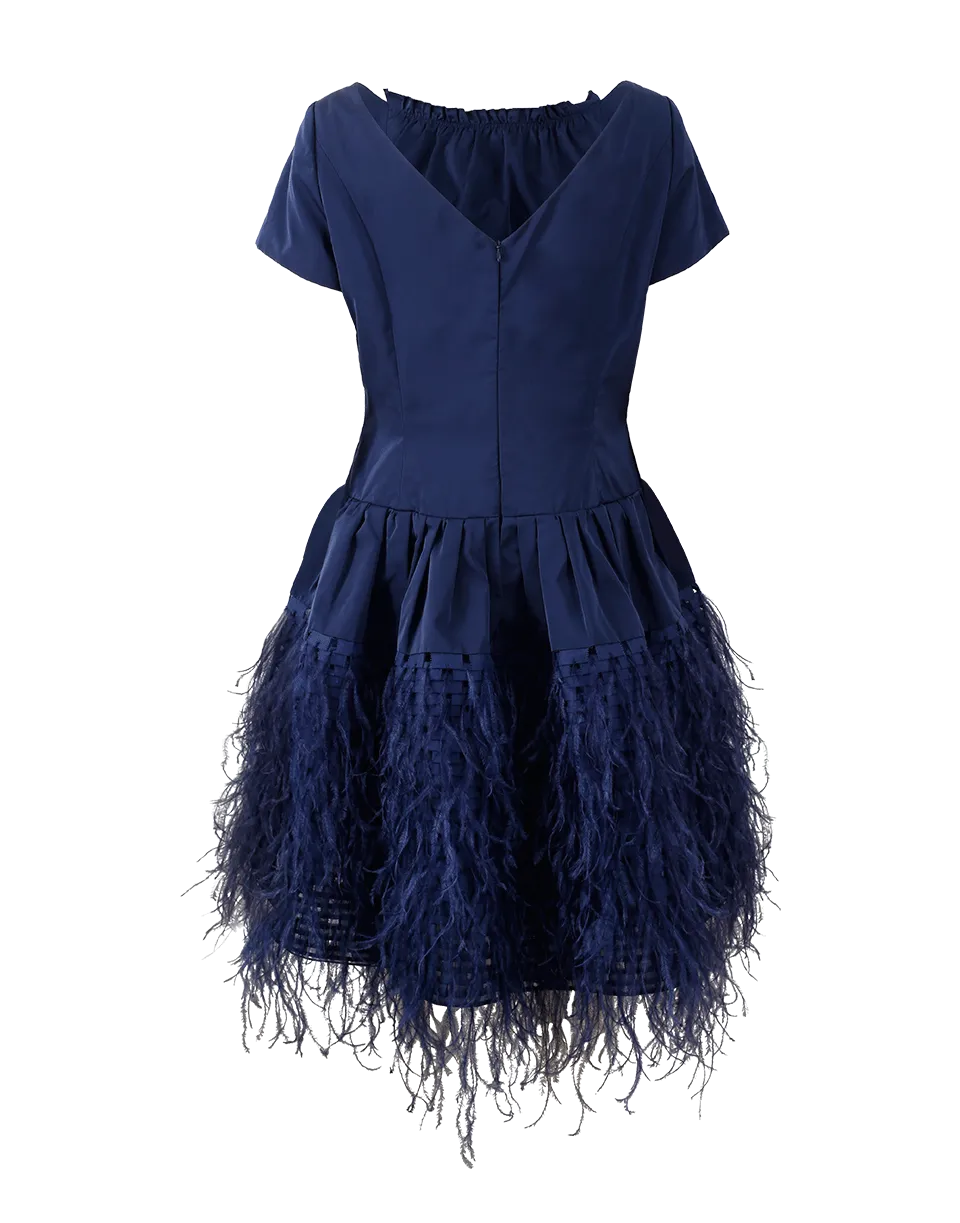 Feather Hem Organza Dress