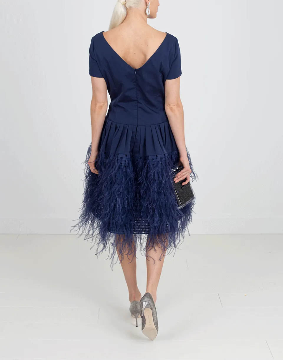 Feather Hem Organza Dress