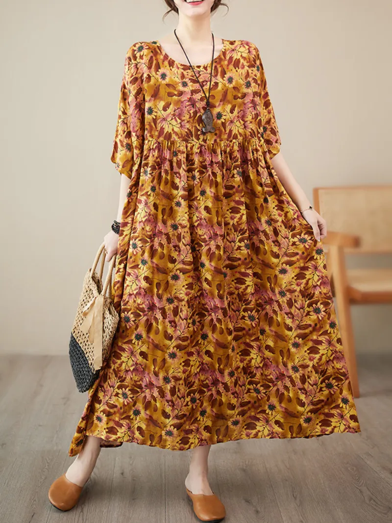 Giving Love Women's Cotton Floral Smock Dress