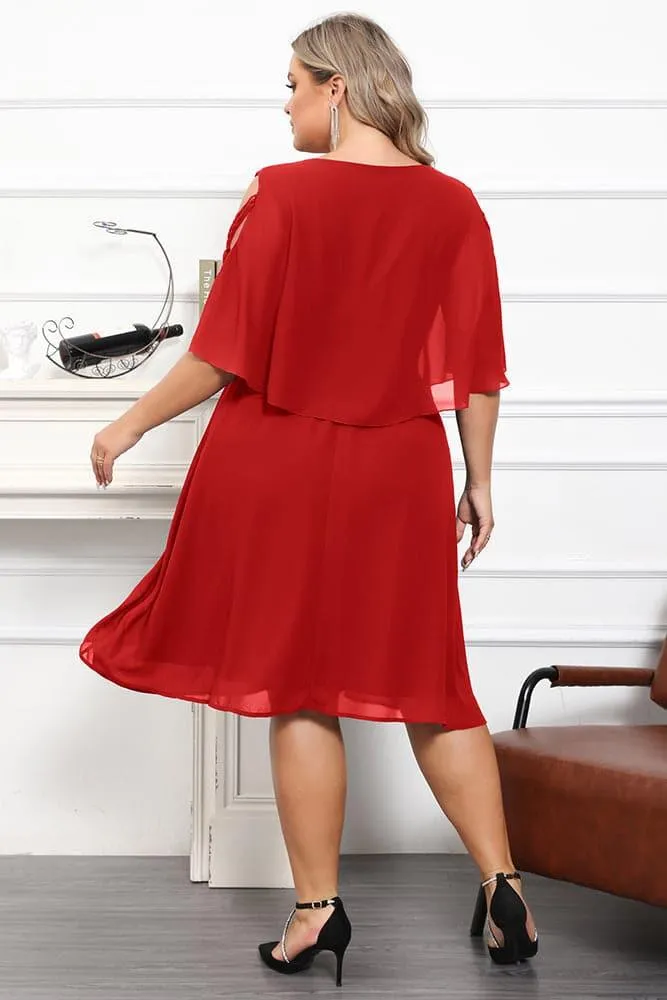 HN Overlay Crew Neck Elastic Waist Dress