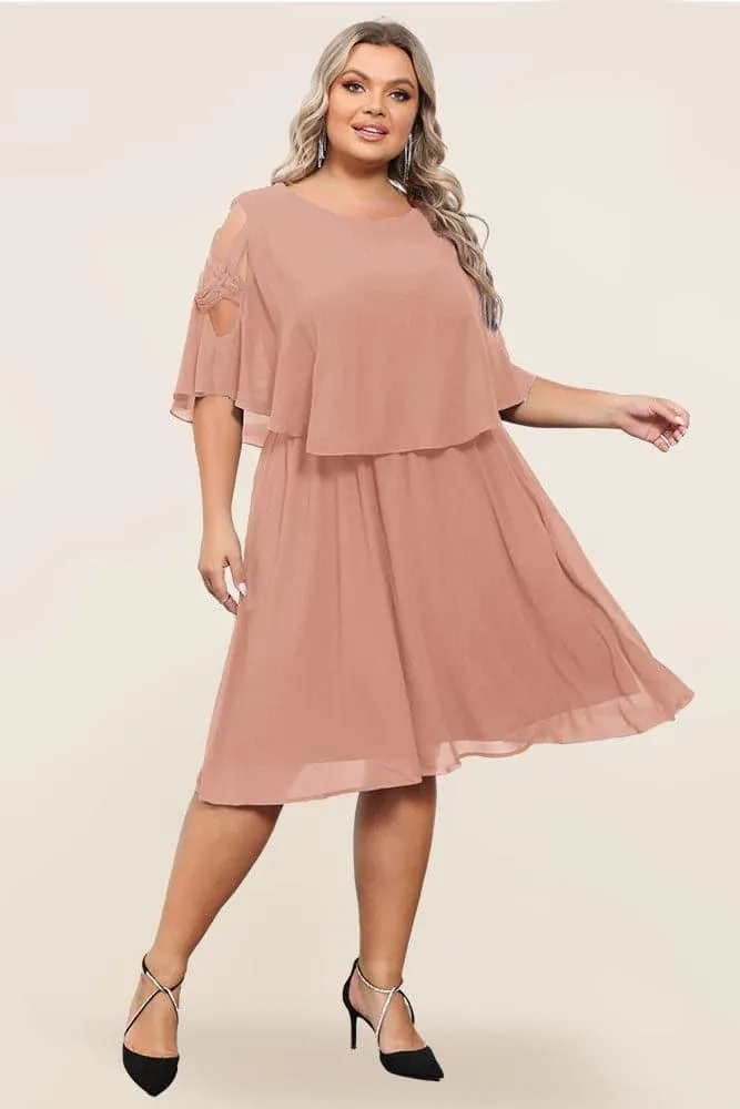 HN Overlay Crew Neck Elastic Waist Dress