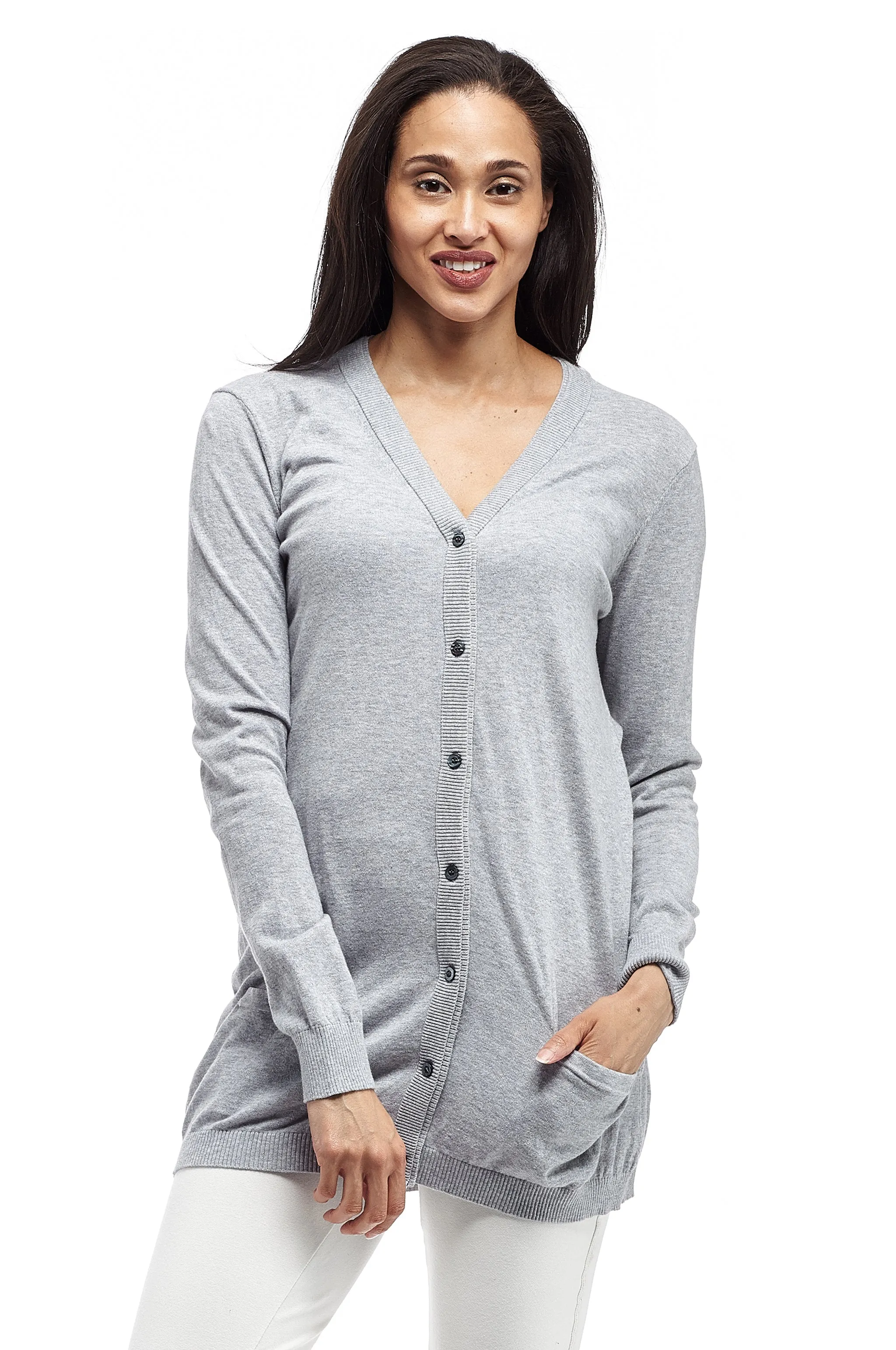 La Cera Long Sleeve Boyfriend Cardigan - Plus Size