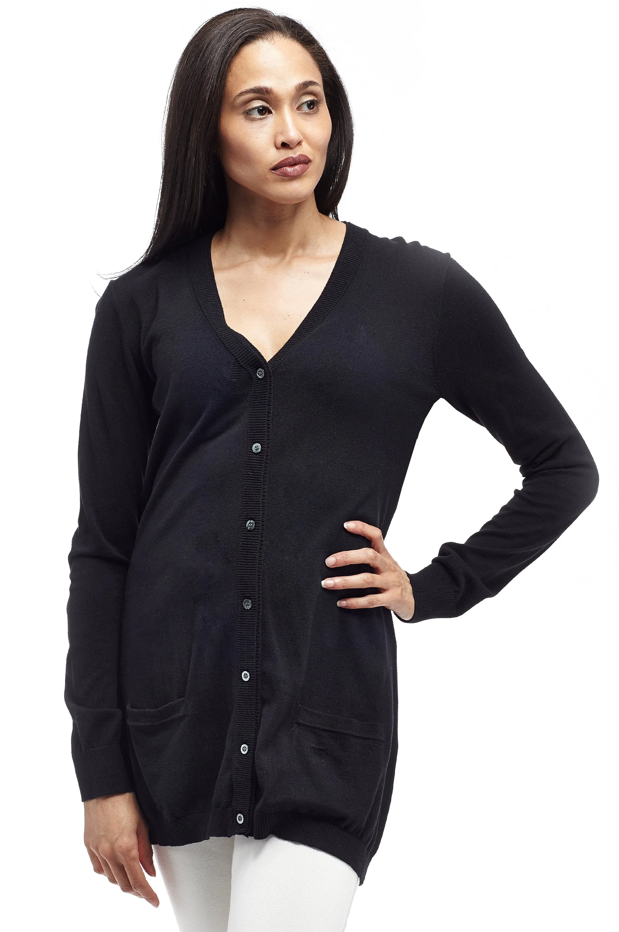 La Cera Long Sleeve Boyfriend Cardigan - Plus Size