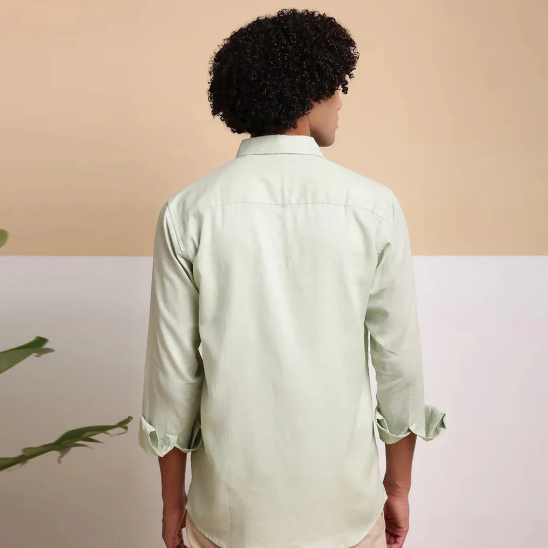 Men's Pure Linen Casual Shirt - Pista Green