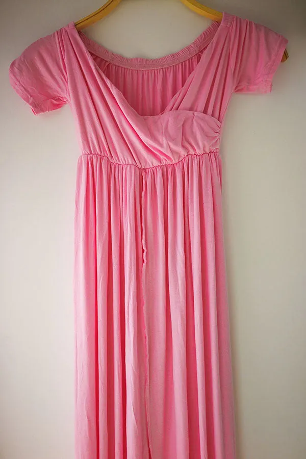 Pink Off The Shoulder Maternity Dresses Maxi