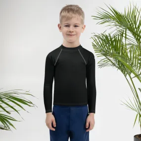 Street-Ready Style: Boys' Solid Color Rash Guards for Fun - Noir