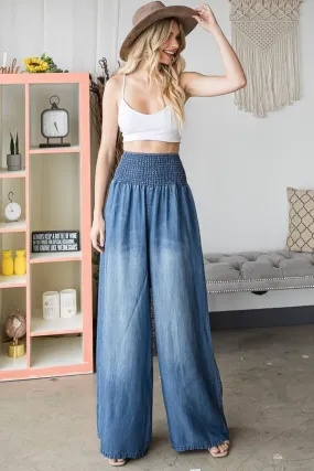 Tencel High Waist Wide Flood Pants