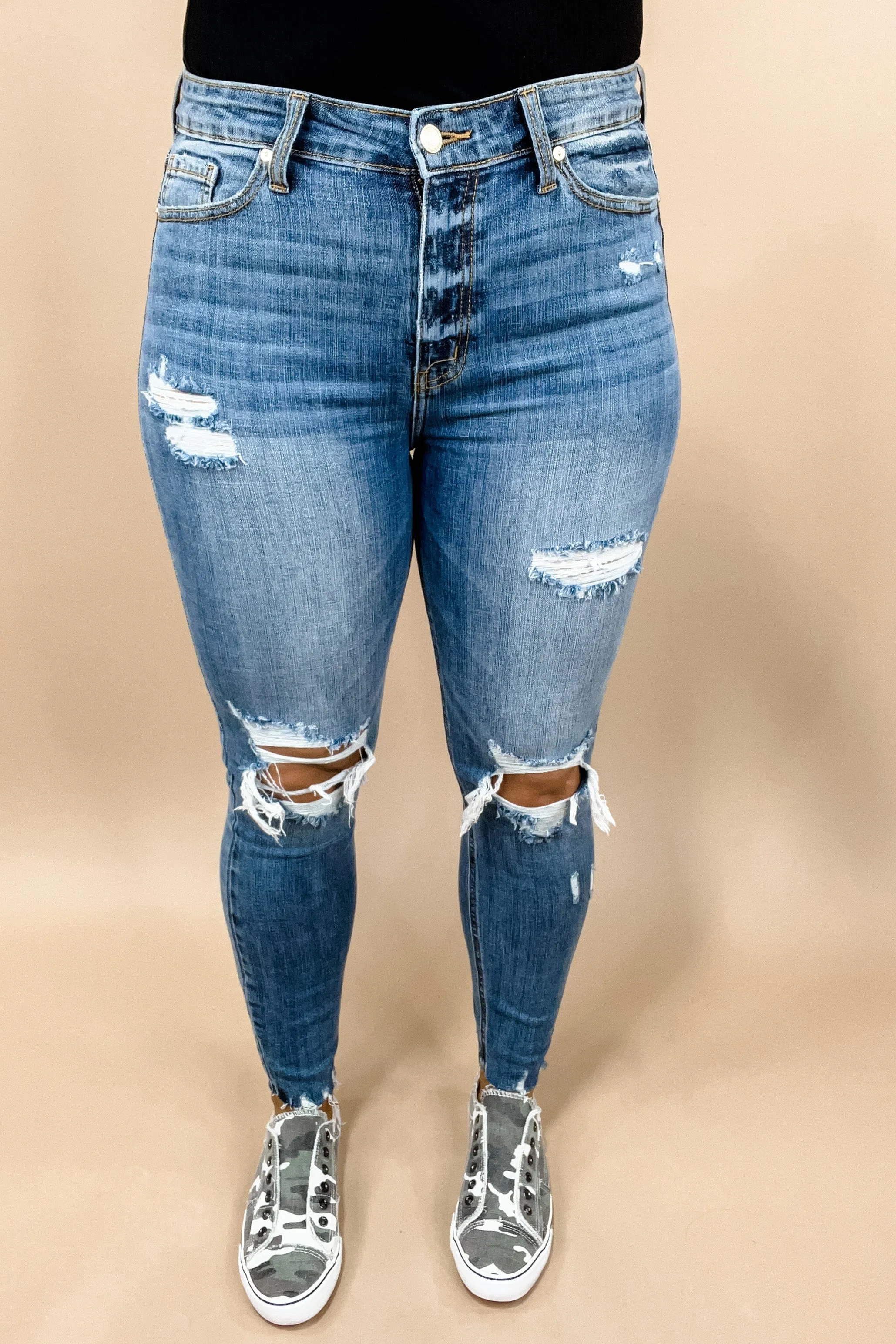 The Kendra's- Light Wash Distressed Skinny Jeans