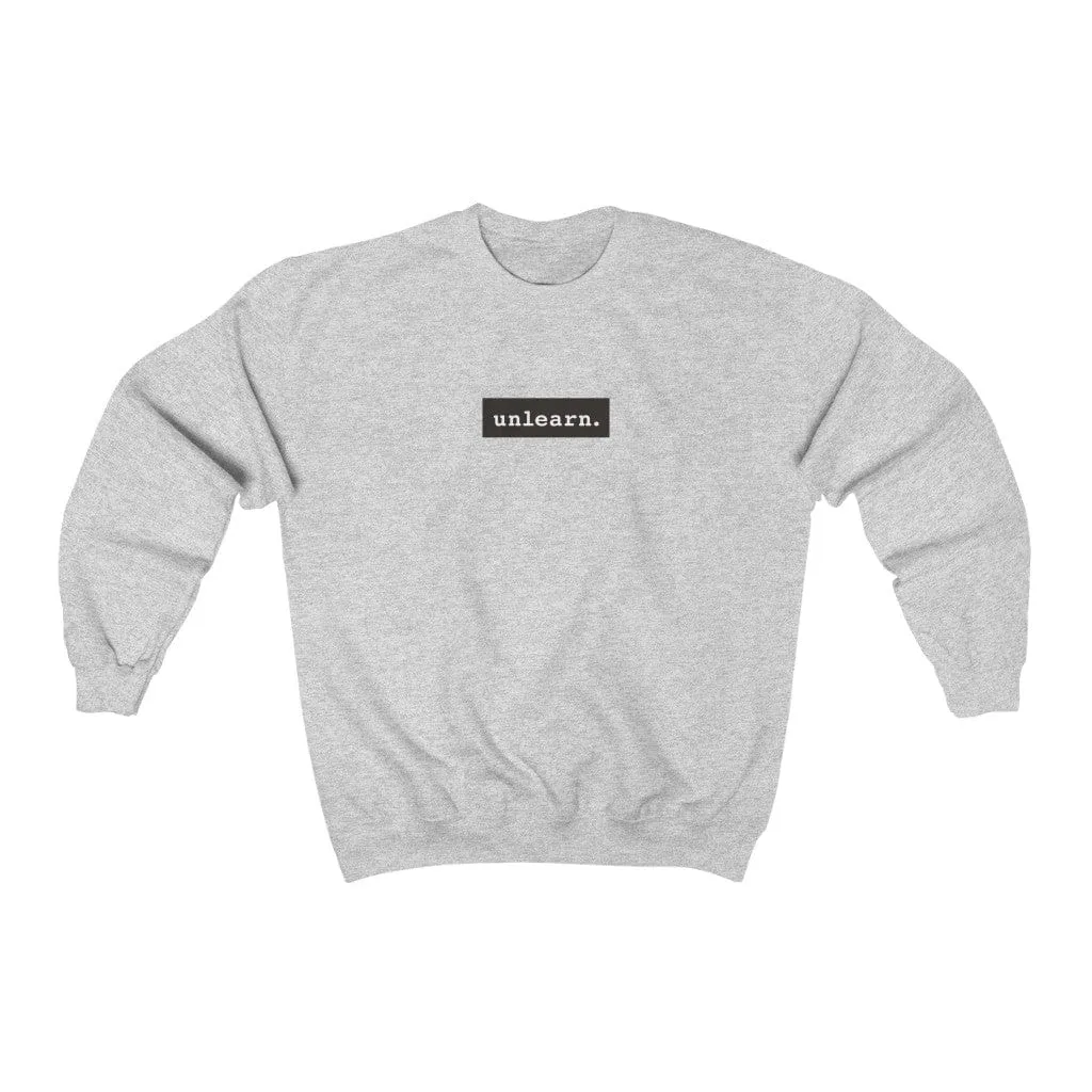 unlearn Dark Grey Box Logo - Relaxed Fit Crewneck Sweatshirt