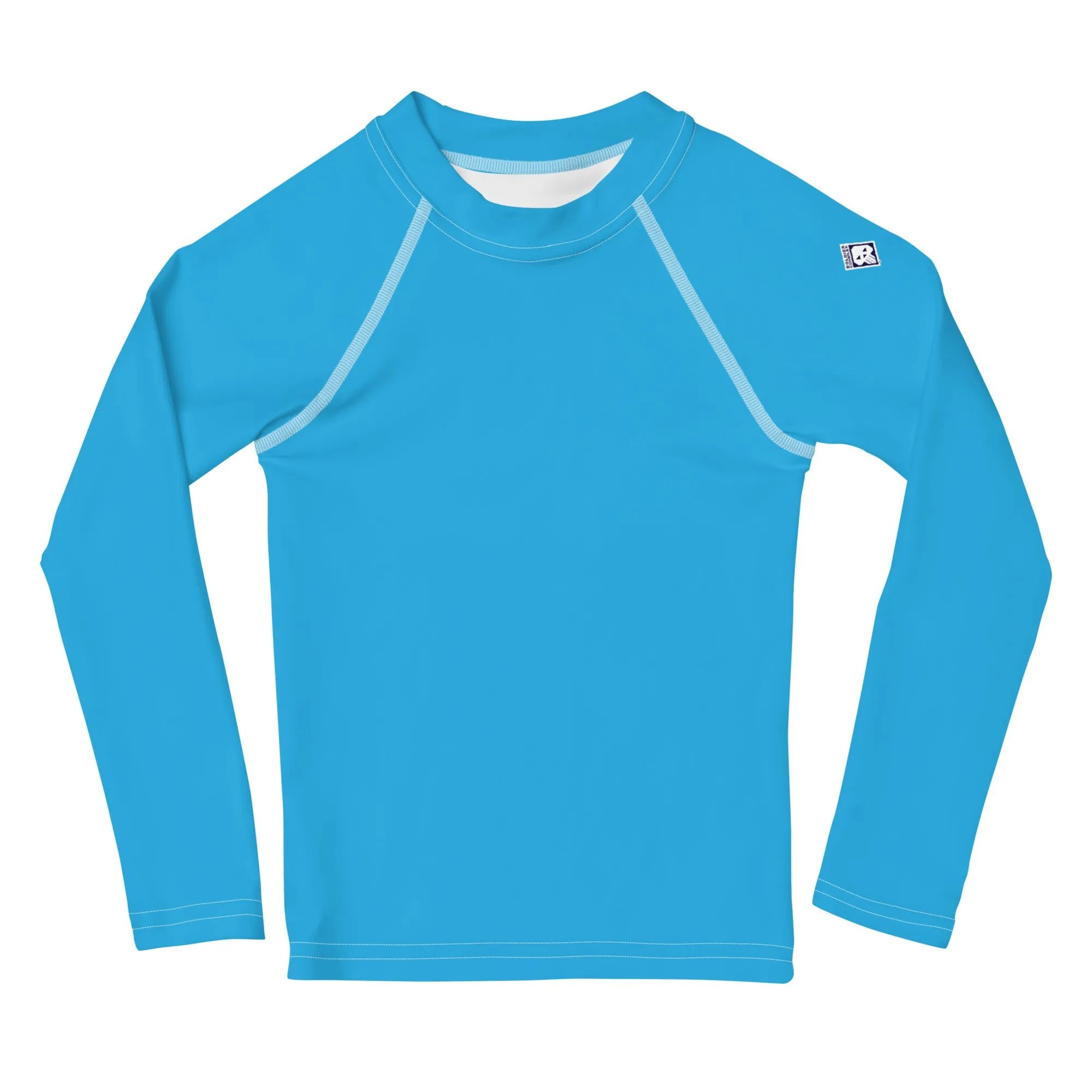 Urban Explorer: Boys' Solid Color Rash Guards for Adventures - Cyan