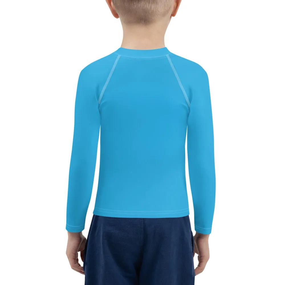 Urban Explorer: Boys' Solid Color Rash Guards for Adventures - Cyan