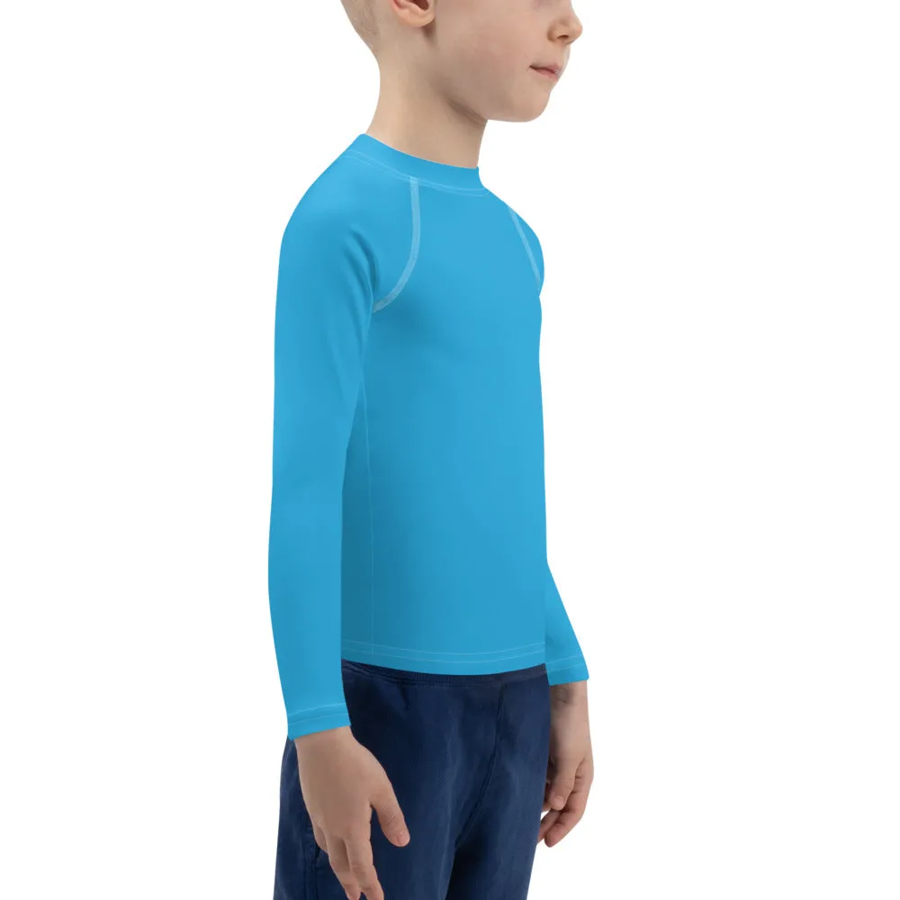 Urban Explorer: Boys' Solid Color Rash Guards for Adventures - Cyan