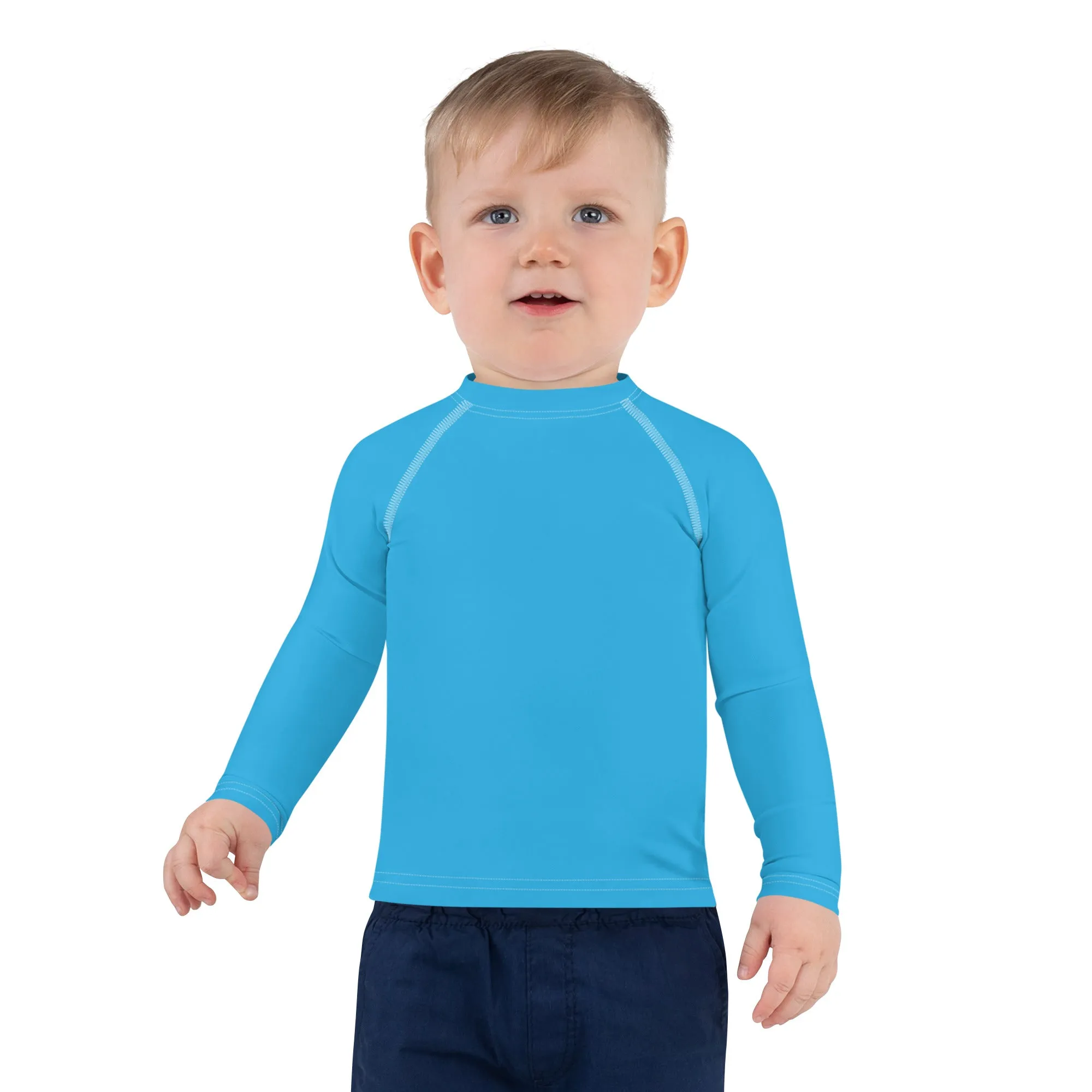 Urban Explorer: Boys' Solid Color Rash Guards for Adventures - Cyan